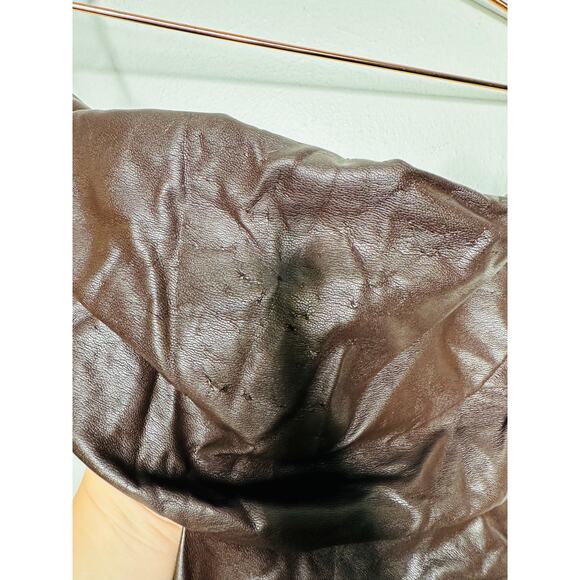 A.L.C. Brown Faux Leather Sleeveless Strapless Ruched Side Cutout Andie Dress 8 - Picture 16 of 16